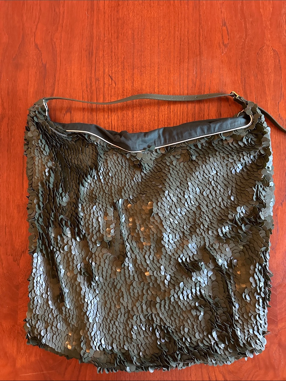 Dries Van Noten Green Sequin Hobo Bag